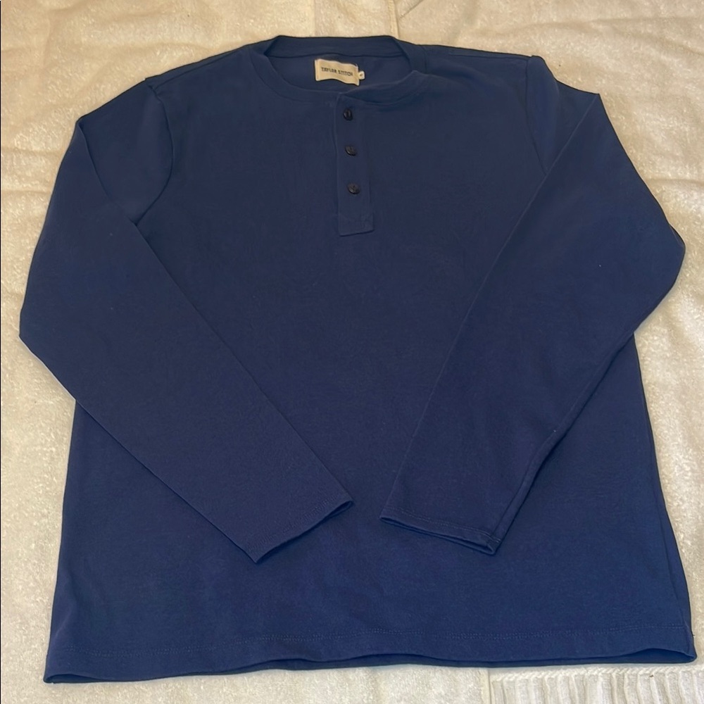 Men's Navy Blue Henley Taylor Stitch Shirt